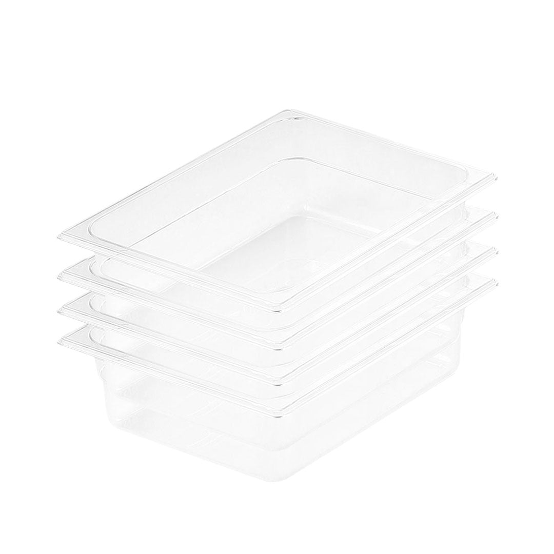 SOGA 100mm Clear Gastronorm GN Pan 1/2 Food Tray Storage Bundle of 4 - Cafe Supply