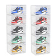 SOGA 2X 5 Tier Transparent Portable Shoe Organiser Sneaker Footwear Folding Plastic Bin Stackable Storage Box with Magnetic Door - Cafe Supply