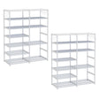 SOGA 2X 12-Shelf Tier Shoe Storage Shelf Space-Saving Caddy Rack Organiser with Side Hooks White - Cafe Supply