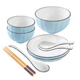 SOGA Blue Japanese Style Ceramic Dinnerware Crockery Soup Bowl Plate Server Kitchen Home Decor Set of 7 - Cafe Supply