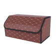 SOGA Leather Car Boot Collapsible Foldable Trunk Cargo Organizer Portable Storage Box Coffee/Gold Stitch Large - Cafe Supply