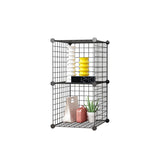SOGA Black Portable 2 Tier Cube Storage Organiser Foldable DIY Modular Grid Space Saving Shelf - Cafe Supply