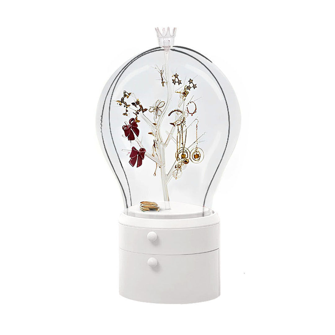 SOGA White 360 Degree Rotating LED Light 2 Layered Jewelry Storage Box Waterproof Dustproof Accessories Organiser - Cafe Supply