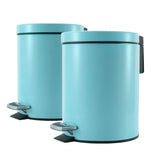 SOGA 2X 7L Foot Pedal Stainless Steel Rubbish Recycling Garbage Waste Trash Bin Round Blue - Cafe Supply