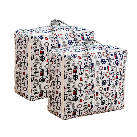 SOGA 2X Nautical Icons Large Storage Luggage Bag Double Zipper Foldable Travel Organiser Essentials - Cafe Supply