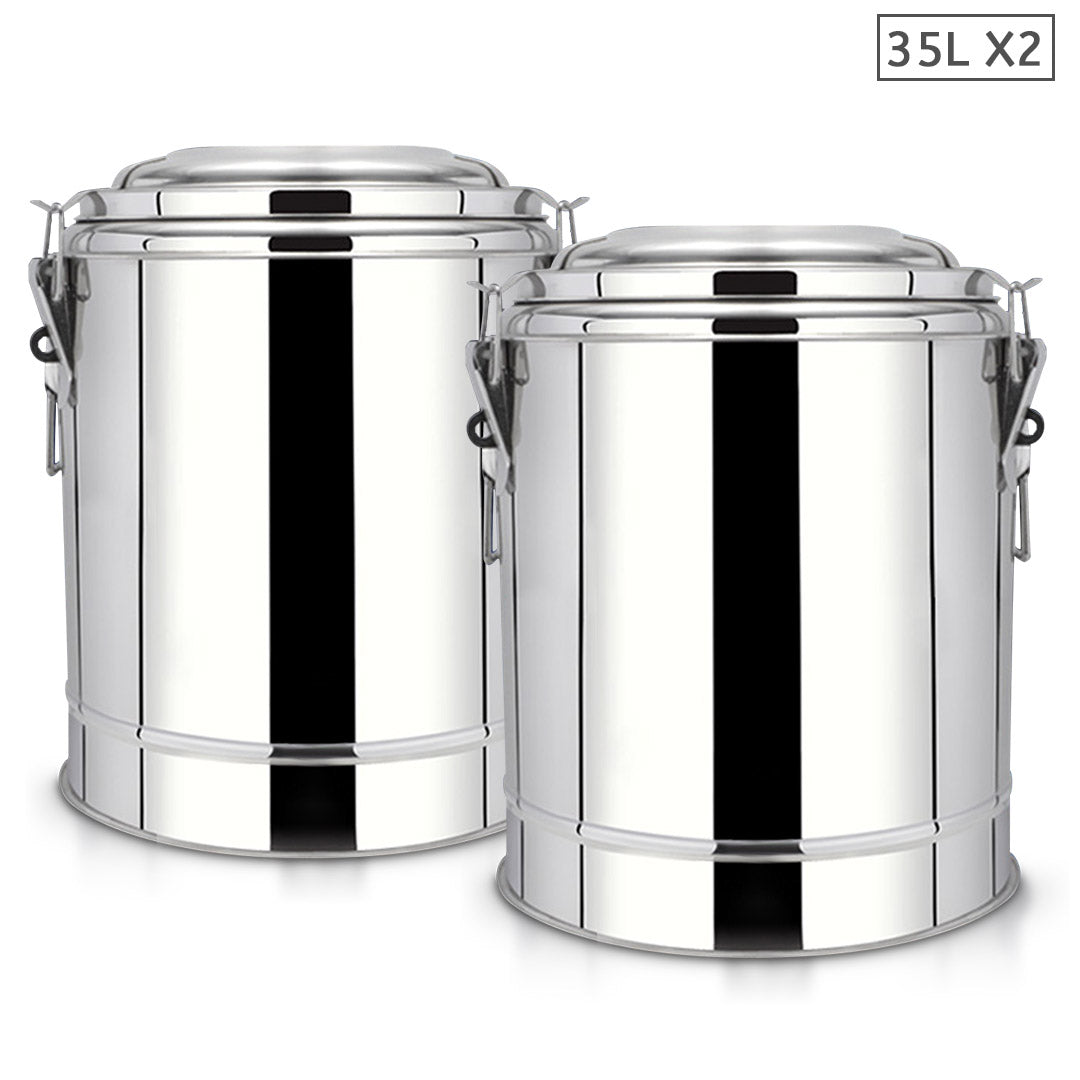 SOGA 2X 35L Stainless Steel Insulated Stock Pot Hot & Cold Beverage Container - Cafe Supply
