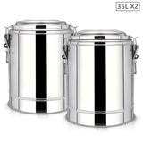 SOGA 2X 35L Stainless Steel Insulated Stock Pot Hot & Cold Beverage Container - Cafe Supply