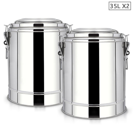SOGA 2X 35L Stainless Steel Insulated Stock Pot Hot & Cold Beverage Container - Cafe Supply
