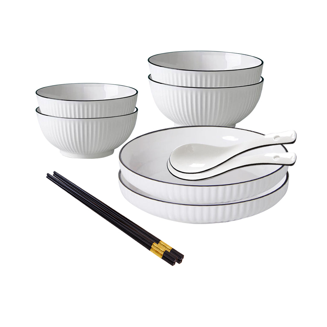 SOGA White Japanese Style Ceramic Dinnerware Crockery Soup Bowl Plate Server Kitchen Home Decor Set of 6 - Cafe Supply