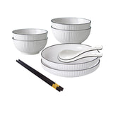 SOGA White Japanese Style Ceramic Dinnerware Crockery Soup Bowl Plate Server Kitchen Home Decor Set of 6 - Cafe Supply