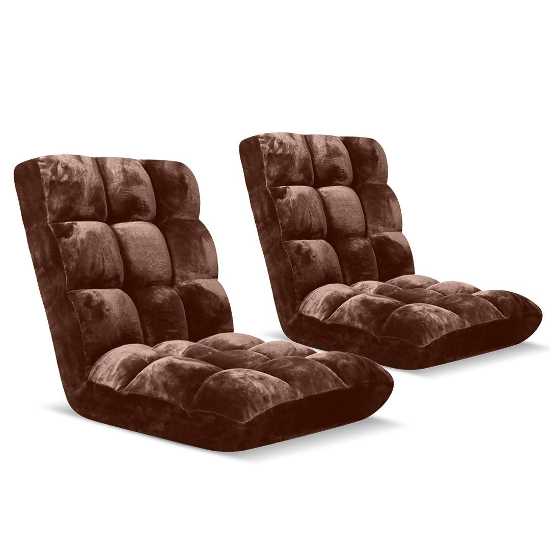 SOGA 2X Floor Recliner Folding Lounge Sofa Futon Couch Folding Chair Cushion Coffee - Cafe Supply