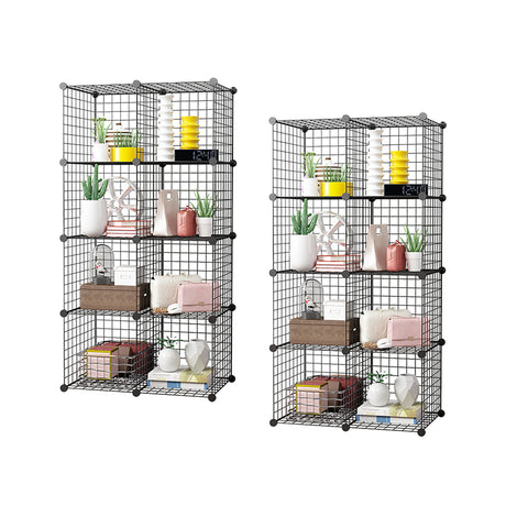 SOGA 2X Black Portable 8-Cube Storage Organiser Foldable DIY Modular Grid Space Saving Shelf - Cafe Supply