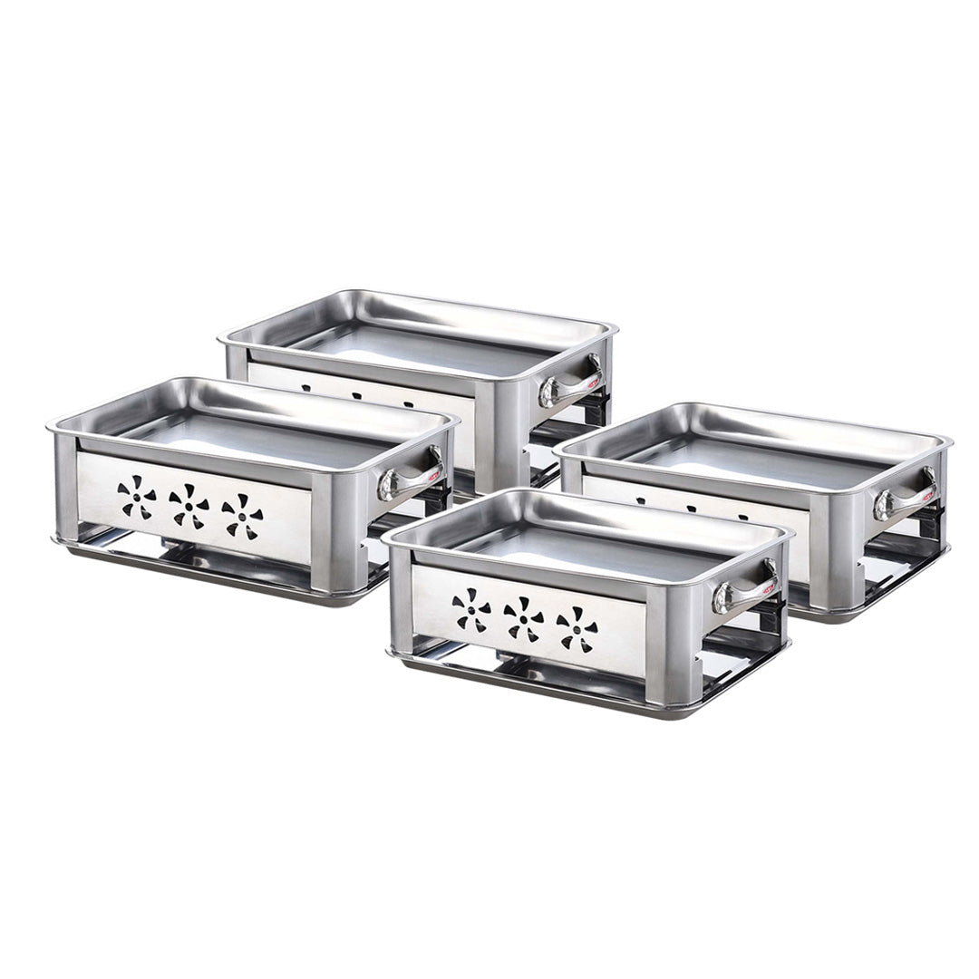 4X 45CM Portable Stainless Steel Outdoor Chafing Dish BBQ Fish Stove Grill Plate - Cafe Supply