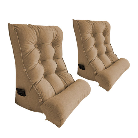 SOGA 2X 45cm Khaki Triangular Wedge Lumbar Pillow Headboard Backrest Sofa Bed Cushion Home Decor - Cafe Supply