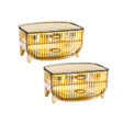 SOGA 2X 2 Tier Golden Yellow Multifunctional Countertop Cosmetic Storage Makeup Skincare Holder Jewelry Cabinet Bathroom Desk Drawer Vanity Organiser - Cafe Supply