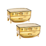 SOGA 2X 2 Tier Golden Yellow Multifunctional Countertop Cosmetic Storage Makeup Skincare Holder Jewelry Cabinet Bathroom Desk Drawer Vanity Organiser - Cafe Supply