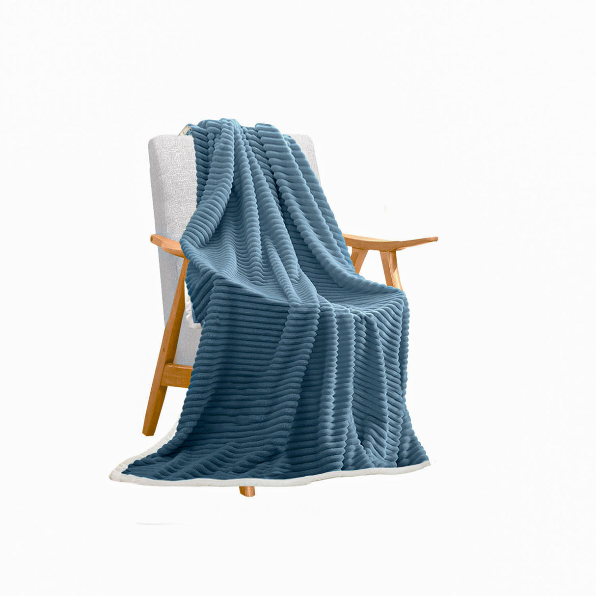 SOGA Blue Throw Blanket Warm Cozy Double Sided Thick Flannel Coverlet Fleece Bed Sofa Comforter - Cafe Supply