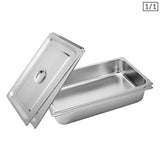 SOGA 2X Gastronorm GN Pan Full Size 1/1 GN Pan 10cm Deep Stainless Steel Tray With Lid - Cafe Supply