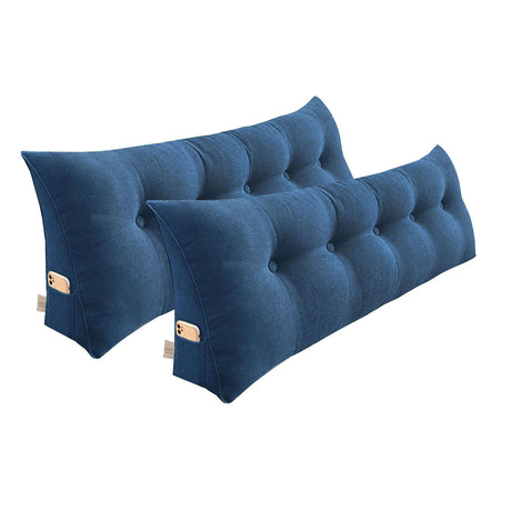 SOGA 2X 180cm Blue Triangular Wedge Bed Pillow Headboard Backrest Bedside Tatami Cushion Home Decor - Cafe Supply