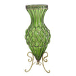 SOGA 67cm Green Glass Tall Floor Vase with Metal Flower Stand - Cafe Supply