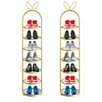 SOGA 2X 7 Tier Bunny Ears Shape  Gold Plated Metal Shoe Organizer Space Saving Portable Footwear Storage Shelf - Cafe Supply