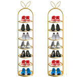 SOGA 2X 7 Tier Bunny Ears Shape  Gold Plated Metal Shoe Organizer Space Saving Portable Footwear Storage Shelf - Cafe Supply