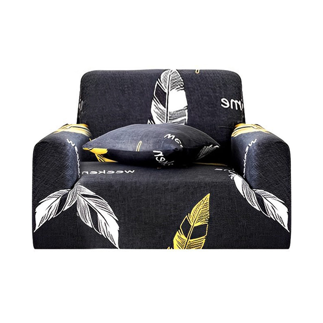 SOGA 1-Seater Feather Print Sofa Cover Couch Protector High Stretch Lounge Slipcover Home Decor - Cafe Supply
