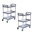 SOGA 2X 3 Tier Food Trolley Portable Kitchen Cart Multifunctional Big Utility Service with wheels 830x420x950mm Gray - Cafe Supply