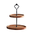 SOGA 15cm 2 Tier  Brown Round Wooden Acacia Dessert Tray Cake Snacks Cupcake Stand Buffet Serving Countertop Decor - Cafe Supply