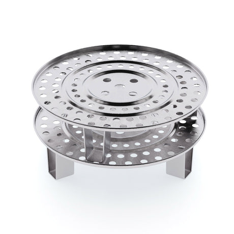 SOGA 2X 43cm Stainless Steel Steamer Insert Stock Pot Steaming Rack Stockpot Tray - Cafe Supply