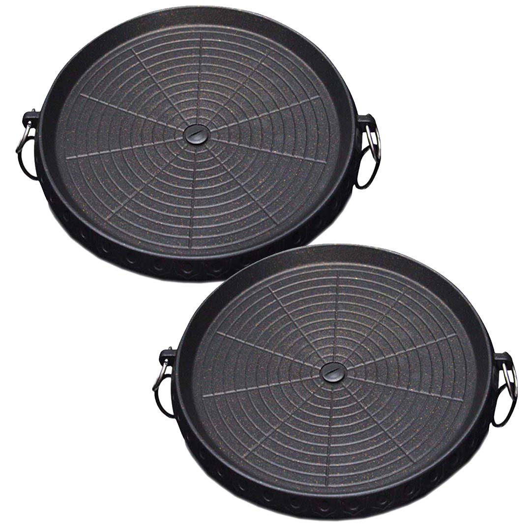 SOGA 2X Portable Korean BBQ Butane Gas Stove Stone Grill Plate Non Stick Coated Round - Cafe Supply