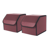 SOGA 2X  Leather Car Boot Collapsible Foldable Trunk Cargo Organizer Portable Storage Box Red Small - Cafe Supply