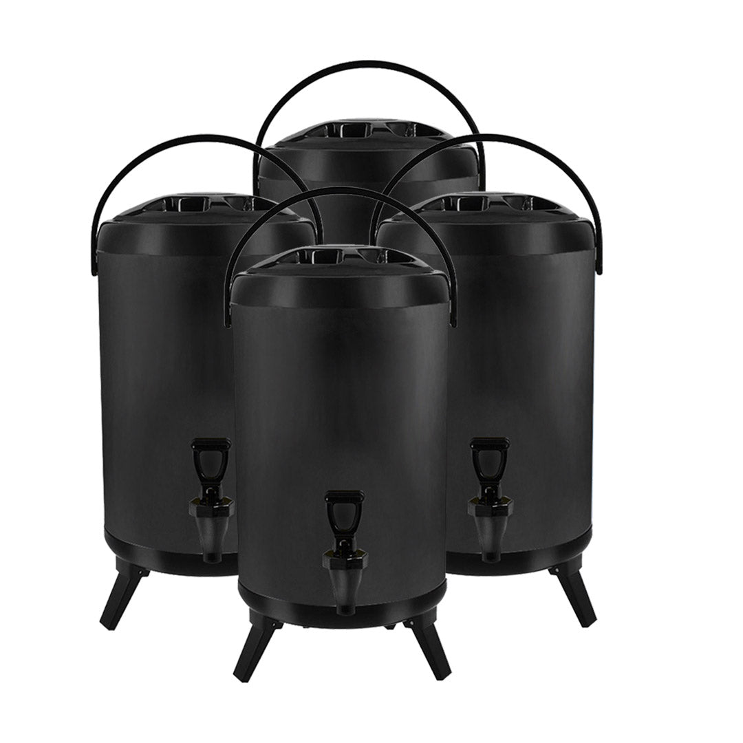 SOGA 4X 8L Stainless Steel Insulated Milk Tea Barrel Hot and Cold Beverage Dispenser Container with Faucet Black - Cafe Supply