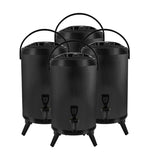 SOGA 4X 8L Stainless Steel Insulated Milk Tea Barrel Hot and Cold Beverage Dispenser Container with Faucet Black - Cafe Supply