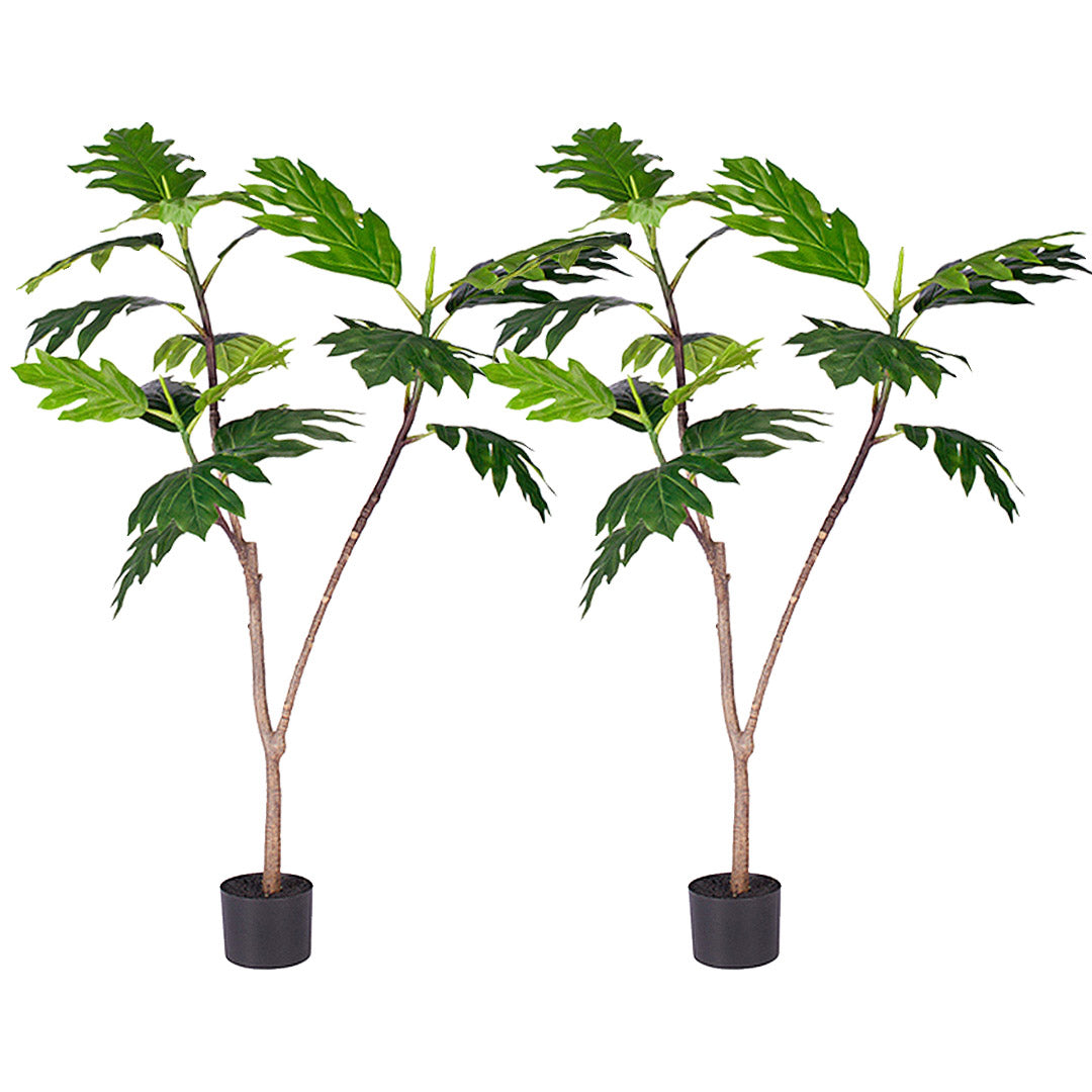 SOGA 2X 120cm Artificial Natural Green Split-Leaf Philodendron Tree Fake Tropical Indoor Plant Home Office Decor - Cafe Supply