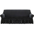 SOGA 4-Seater Dark Grey Sofa Cover with Ruffled Skirt Couch Protector High Stretch Lounge Slipcover Home Decor - Cafe Supply