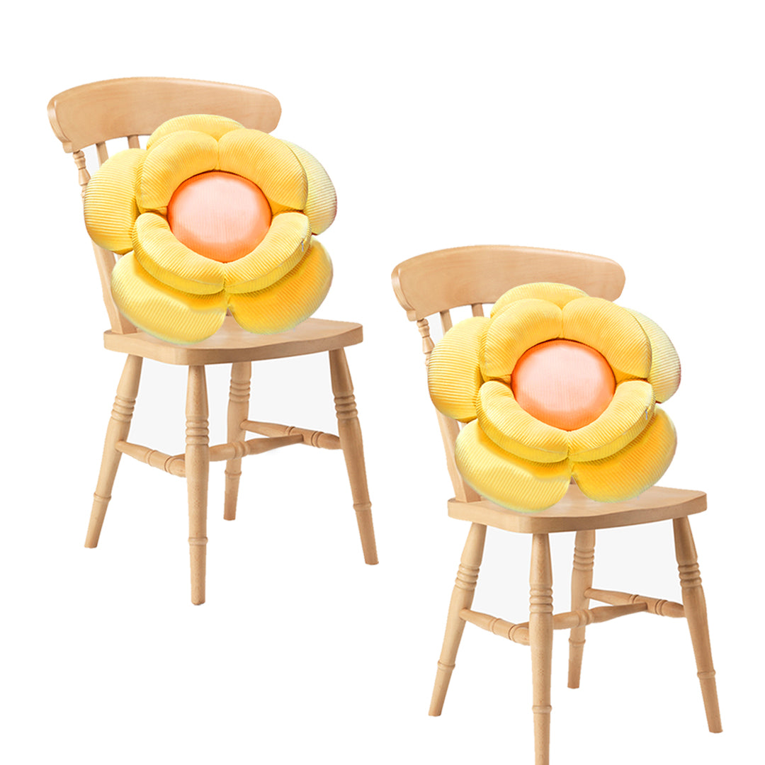 SOGA 2X  Yellow Double Flower Shape Cushion Soft Bedside Floor Plush Pillow Home Decor - Cafe Supply