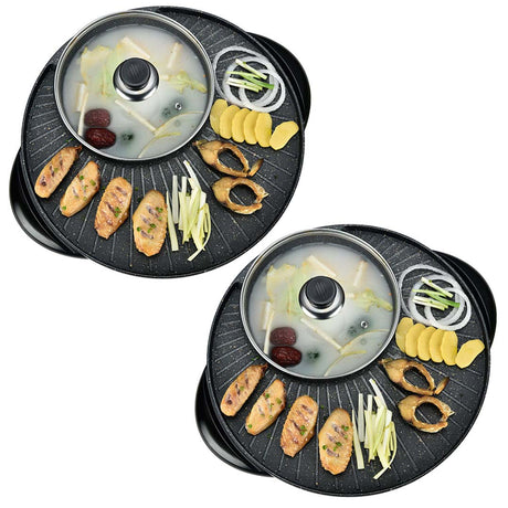 SOGA 2X 2 in 1 Electric Stone Coated Teppanyaki Grill Plate Steamboat Hotpot 3-5 Person - Cafe Supply