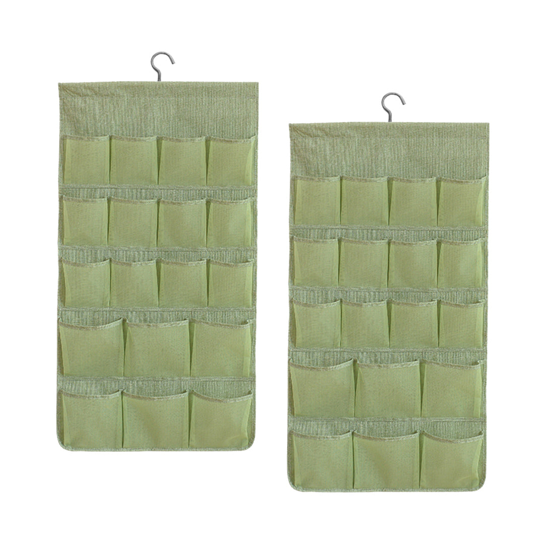 SOGA 2X Green Double Sided Hanging Storage Bag Underwear Bra Socks Mesh Pocket Hanger Home Organiser - Cafe Supply