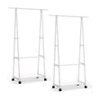 SOGA 2X 2-in-1 Organiser Clothes Shoe Rack Space-Saving Triangular Storage with Wheels White - Cafe Supply