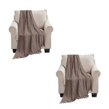 SOGA 2X Coffee Textured Knitted Throw Blanket Warm Cozy Woven Cover Couch Bed Sofa Home Decor with Tassels - Cafe Supply