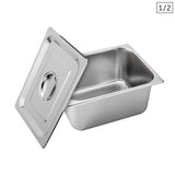 SOGA Gastronorm GN Pan Full Size 1/2 GN Pan 15cm Deep Stainless Steel With Lid - Cafe Supply