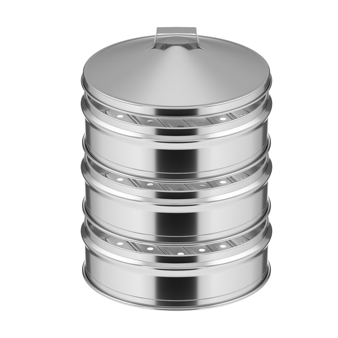 SOGA 3 Tier Stainless Steel Steamers With Lid Work inside of Basket Pot Steamers 25cm - Cafe Supply