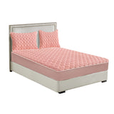 SOGA Pink 153cm Wide Mattress Cover Thick Quilted Fleece Stretchable Clover Design Bed Spread Sheet Protector with Pillow Covers - Cafe Supply