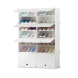 SOGA 7 Tier 2 Column White Shoe Rack Organizer Sneaker Footwear Storage Stackable Stand Cabinet Portable Wardrobe with Cover - Cafe Supply