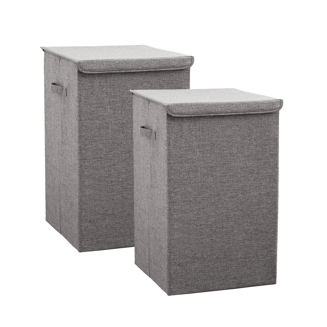 SOGA 2X Grey Large Collapsible Laundry Hamper Storage Box Foldable Canvas Basket Home Organiser Decor - Cafe Supply