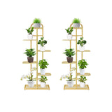 SOGA 2X 6 Tier 7 Pots Gold Metal Plant Stand Flowerpot Display Shelf Rack Indoor Home Office Decor - Cafe Supply