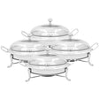 SOGA 4X Stainless Steel Round Buffet Chafing Dish Cater Food Warmer Chafer with Glass Top Lid - Cafe Supply