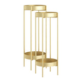 SOGA 2X 2 Layer 80cm Gold Metal Plant Stand Flower Pot Holder Corner Shelving Rack Indoor Display - Cafe Supply
