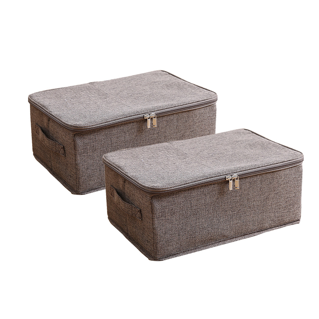 SOGA 2X Coffee Small Portable Double Zipper Storage Box Moisture Proof Clothes Basket Foldable Home Organiser - Cafe Supply